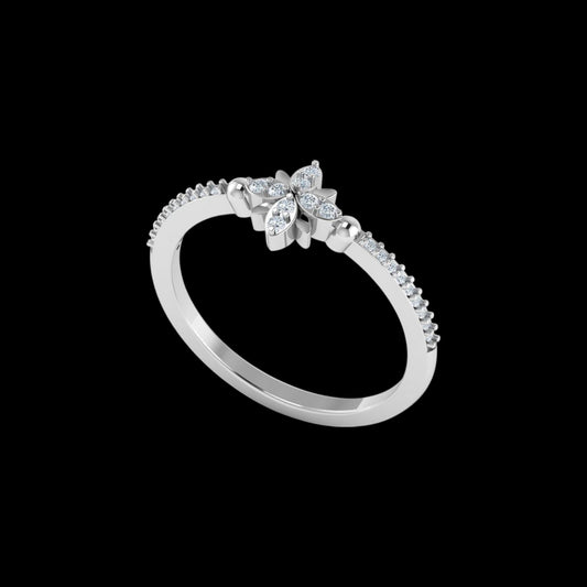 Timeless Sterling Three layer leaf design Wedding Wear Silver Diamond Ring